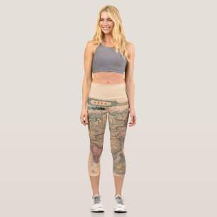Antique Old Map Inspired (11) Capri Leggings