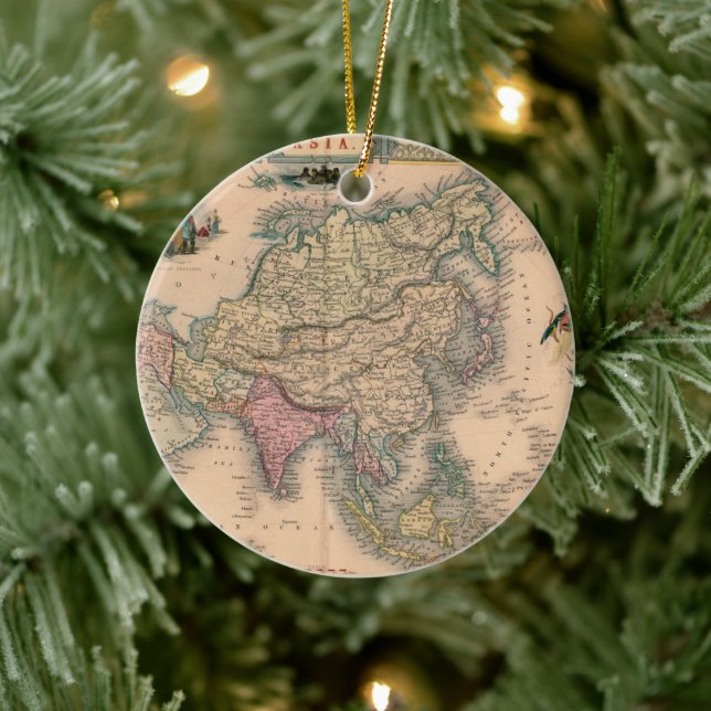 Antique Old Map Inspired (11) Ceramic Tree Decoration (Tree)