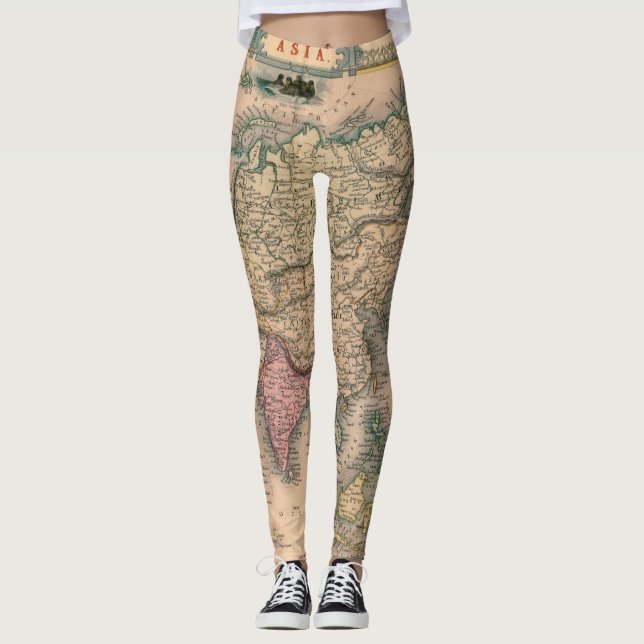 Antique Old Map Inspired (11) Leggings (Front)