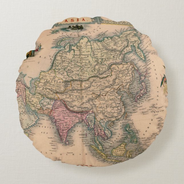 Antique Old Map Inspired (11) Round Cushion (Front)