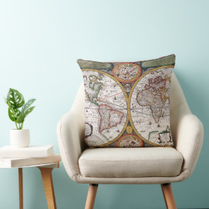 Antique Old Map Inspired (12) Cushion