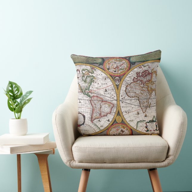 Antique Old Map Inspired (12) Cushion (Chair)