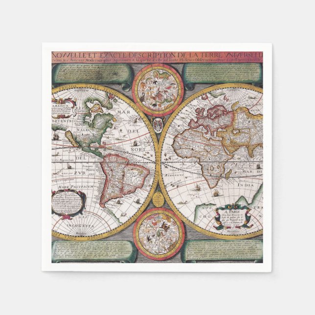 Antique Old Map Inspired (12) Napkin (Front)