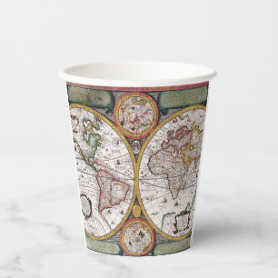 Antique Old Map Inspired (12) Paper Cups