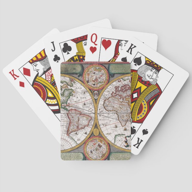 Antique Old Map Inspired (12) Playing Cards (Back)