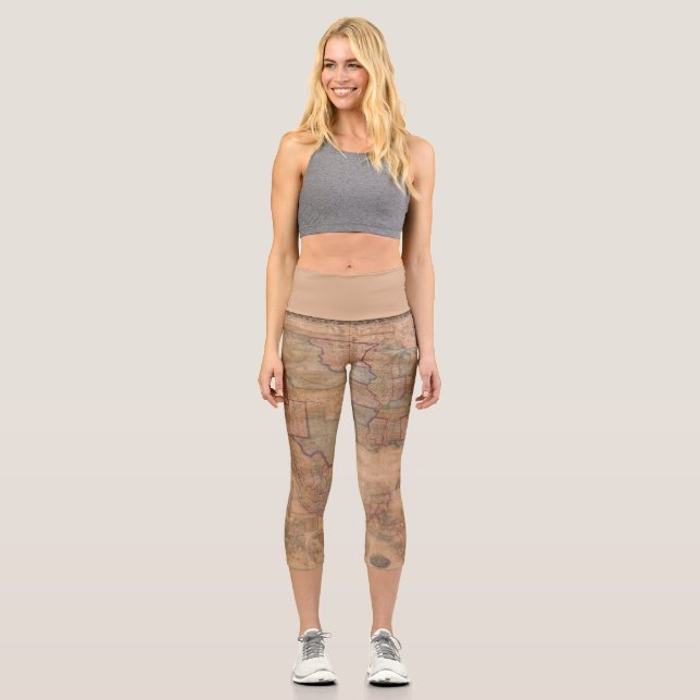 Antique Old Map Inspired (13) Capri Leggings (Front)