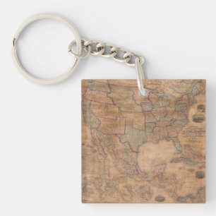 Antique Old Map Inspired (13) Key Ring