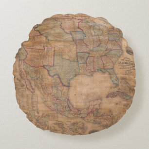 Antique Old Map Inspired (13) Round Cushion