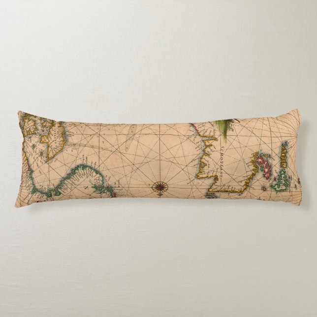 Antique Old Map Inspired (1) Body Cushion (Front)