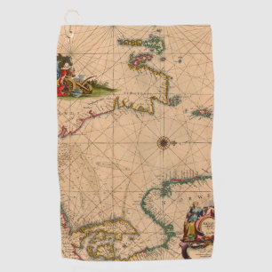 Antique Old Map Inspired (1) Golf Towel