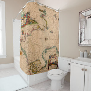 Antique Old Map Inspired (1) Shower Curtain