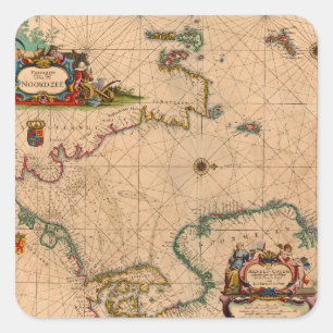 Antique Old Map Inspired (1) Square Sticker