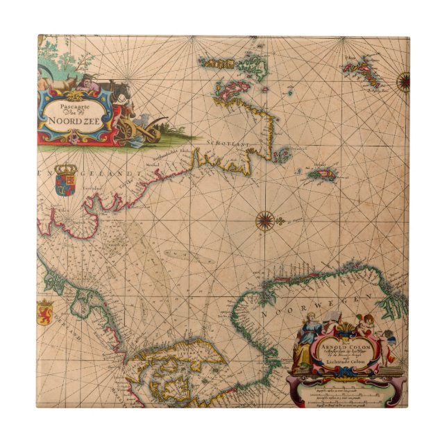 Antique Old Map Inspired (1) Tile (Front)