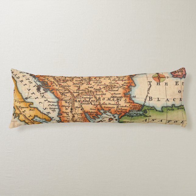 Antique Old Map Inspired (2) Body Cushion (Front)