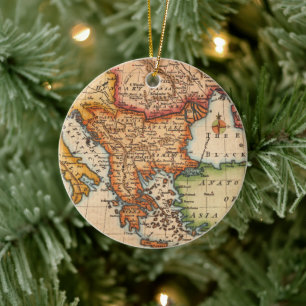 Antique Old Map Inspired (2) Ceramic Tree Decoration