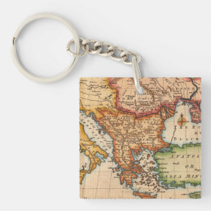 Antique Old Map Inspired (2) Key Ring