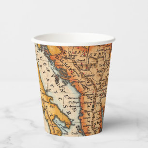 Antique Old Map Inspired (2) Paper Cups