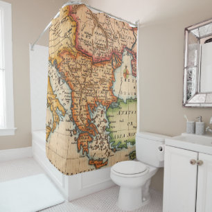 Antique Old Map Inspired (2) Shower Curtain