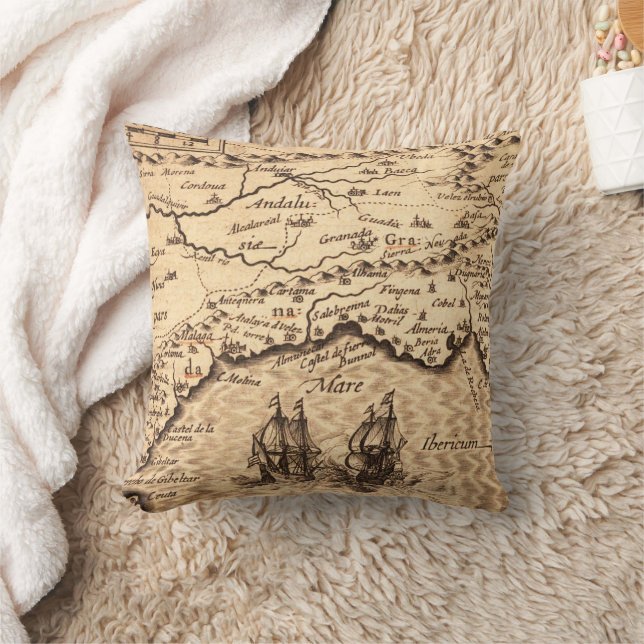 Antique Old Map Inspired (3) Cushion (Blanket)