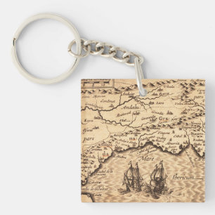 Antique Old Map Inspired (3) Key Ring