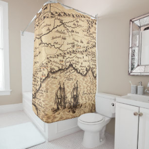 Antique Old Map Inspired (3) Shower Curtain