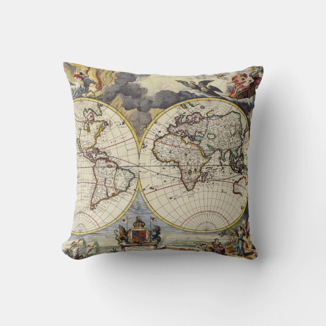 Antique Old Map Inspired (4) Cushion (Front)