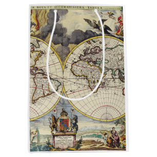 Antique Old Map Inspired (4) Medium Gift Bag