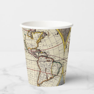 Antique Old Map Inspired (4) Paper Cups