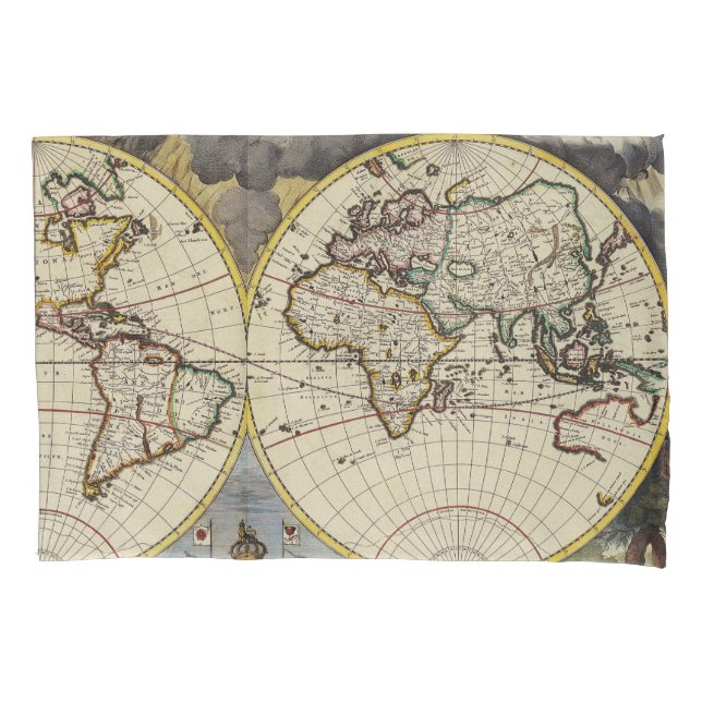 Antique Old Map Inspired (4) Pillowcase (Front-Left)