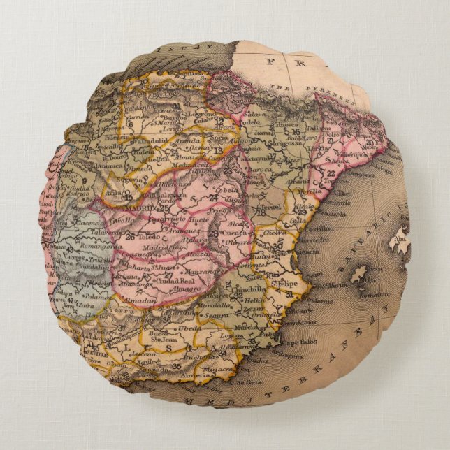 Antique Old Map Inspired (5) Round Cushion (Front)