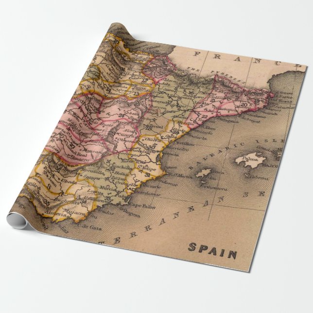 Antique Old Map Inspired (5) Wrapping Paper (Unrolled)