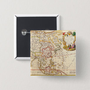 Antique Old Map Inspired (6) 15 Cm Square Badge
