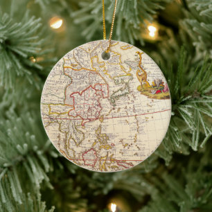 Antique Old Map Inspired (6) Ceramic Tree Decoration