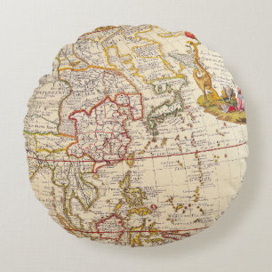 Antique Old Map Inspired (6) Round Cushion