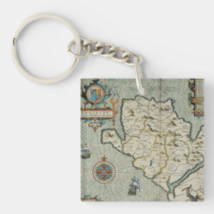 Antique Old Map Inspired (7) Key Ring