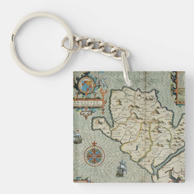 Antique Old Map Inspired (7) Key Ring (Front)