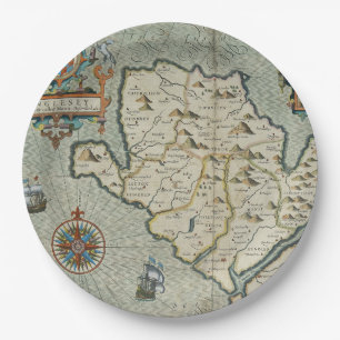 Antique Old Map Inspired (7) Paper Plate