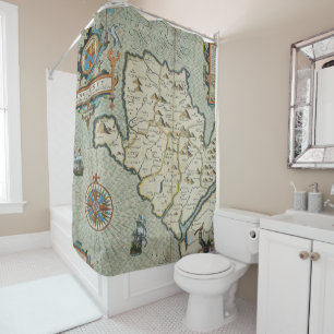 Antique Old Map Inspired (7) Shower Curtain