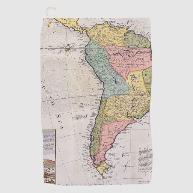 Antique Old Map Inspired (8) Golf Towel (Front)