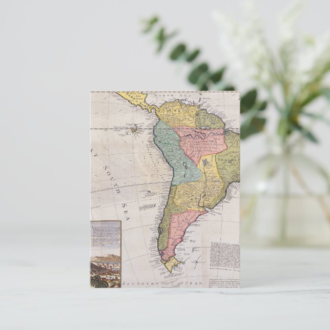 Antique Old Map Inspired (8) Postcard (Standing Front)
