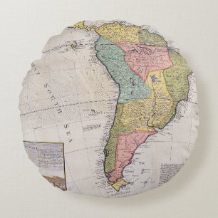 Antique Old Map Inspired (8) Round Cushion