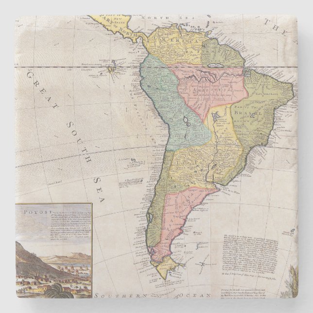 Antique Old Map Inspired (8) Stone Coaster (Front)