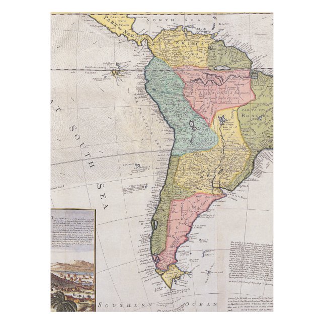 Antique Old Map Inspired (8) Tablecloth (Front)