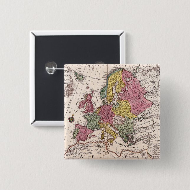Antique Old Map Inspired (9) 15 Cm Square Badge (Front & Back)