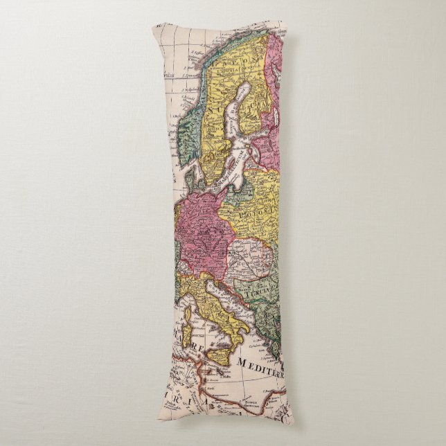Antique Old Map Inspired (9) Body Cushion (Front Vertical)