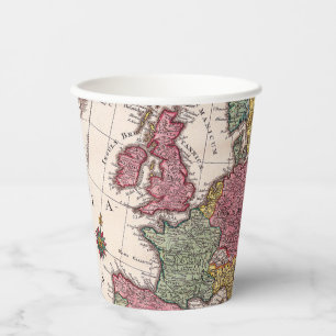 Antique Old Map Inspired (9) Paper Cups
