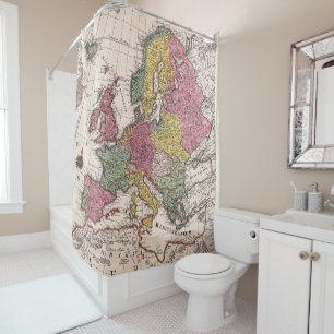 Antique Old Map Inspired (9) Shower Curtain