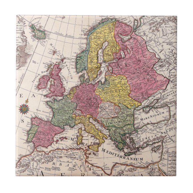 Antique Old Map Inspired (9) Tile (Front)