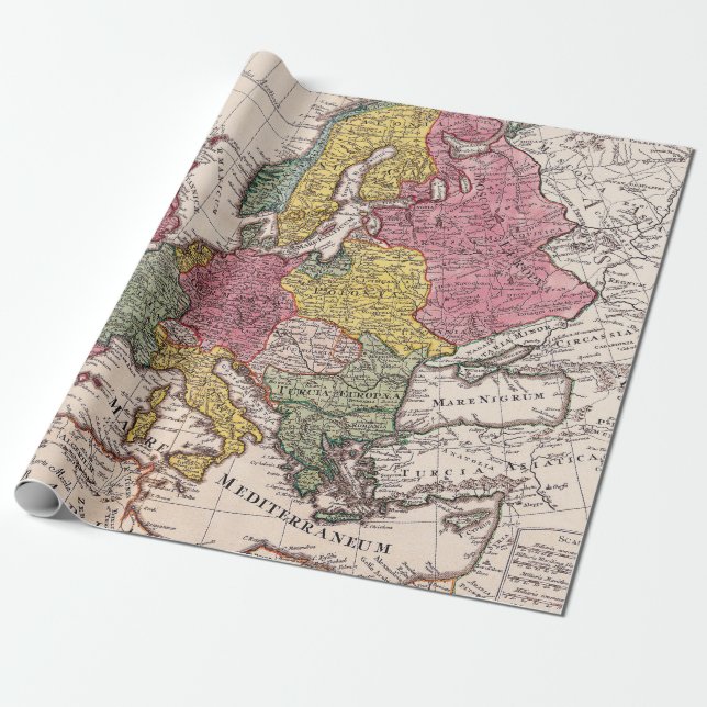 Antique Old Map Inspired (9) Wrapping Paper (Unrolled)