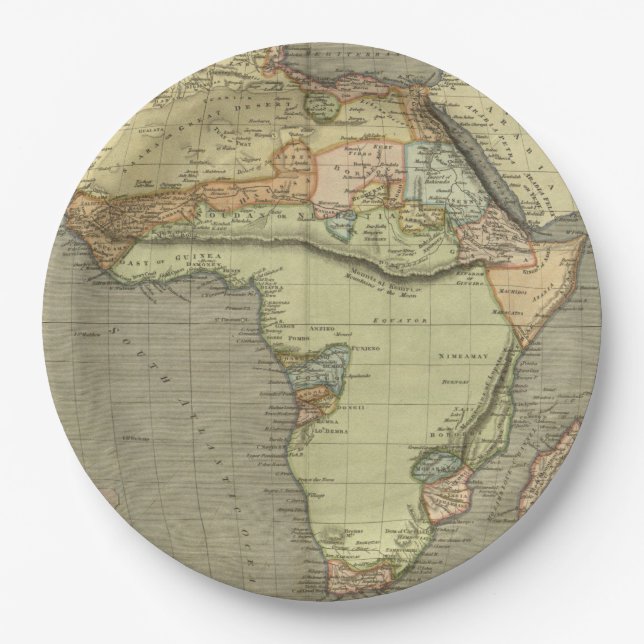 Antique Old Map Inspired Paper Plate (Front)